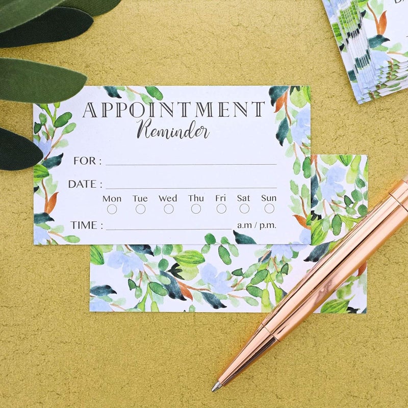 Paper Junkie Appointment Reminder Cards - 200 Pack, 3.5 x 2 In, Green Foliage, Double-Sided - Salon & Barber, Dental & Therapy Client Appointment Cards - Image 2